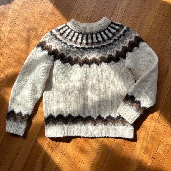Vintage Sweaters - Vtg Icelandic Wool Fair Isle Crewneck Sweater Medium Womens Hilda Ltd